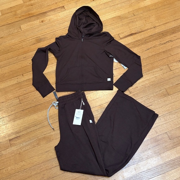 Vuori Halo Essential Wideleg & Mini FZ Hoodie Java Heather SET  Size Small NWT - Picture 3 of 13
